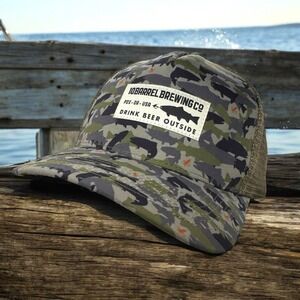 10 Barrel Brewing Co Drink Beer Outside Fish Camo Trucker Hat Unisex Green OSFM